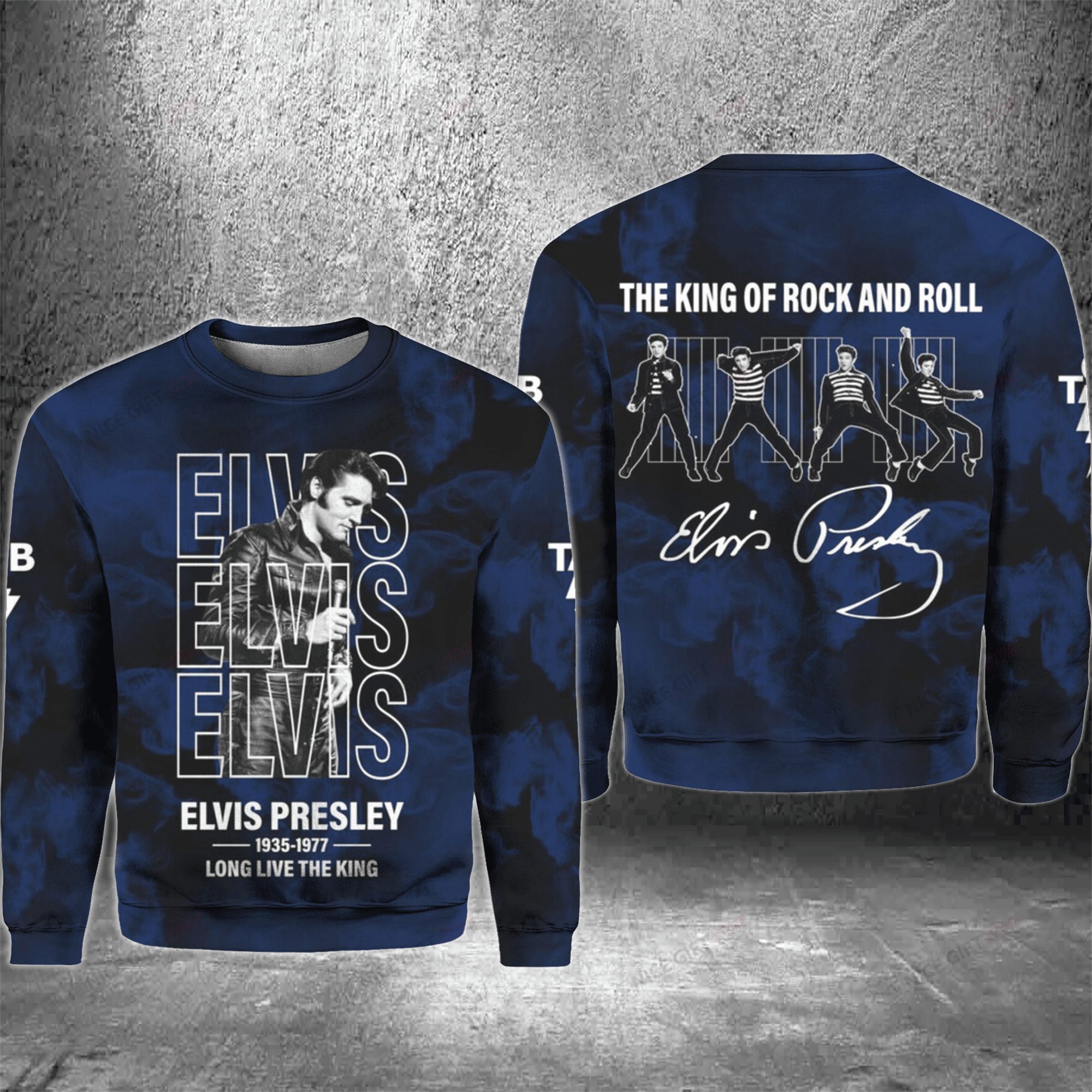 Elvis Presley The King Of Rock And Roll Crewneck Sweatshirt 3Cs-K8V0