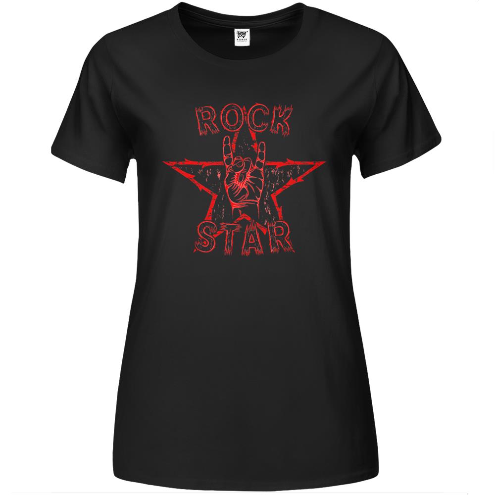 Rock Premium Womens T Shirts Star Rock On Sign Band – Hand Horns Premium Womens T Shirts