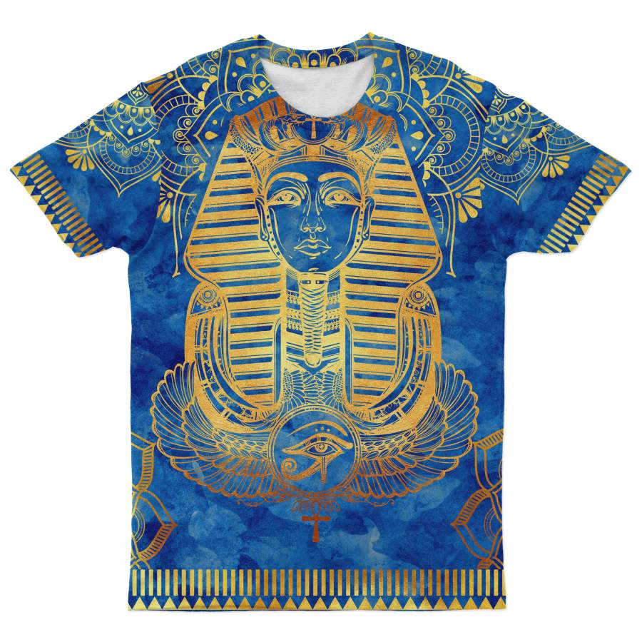 Egyptian Pharaoh Pattern In Blue T-shirt