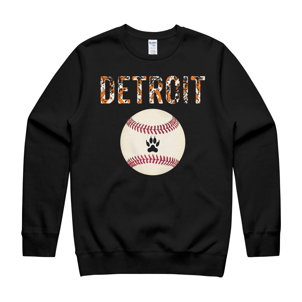 Distressed Tiger Mascot Tshirt Cool Detroit Baseball Ball Crewneck Sweatshirt