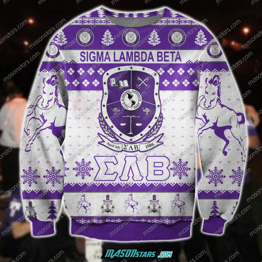 3D ALL OVER PRINT KNITTING PATTERN SIGMA LAMBDA BETA UGLY CHRISTMAS SWEATER