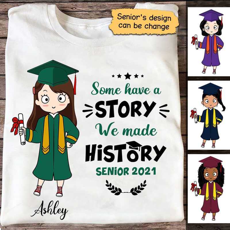 We Made History Senior 2021 Chibi Girl Personalized Shirt