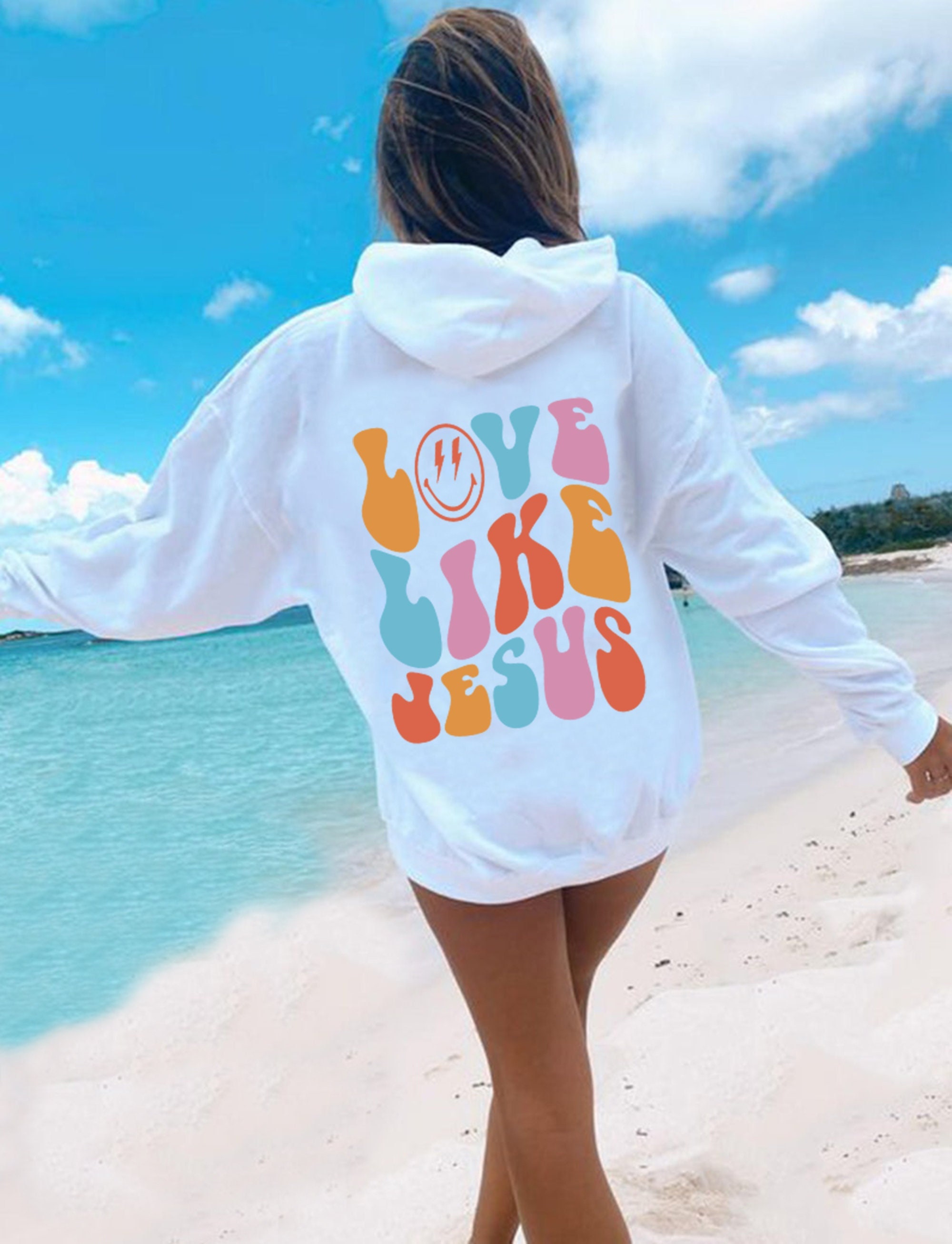 Love Like Jesus Hoodie, Cozy Sweatshirt, Pinterest Hoodie, Aesthetic Hoodie, Tumblr Sweater, Words on Back Hoodie, Trendy Hoodie