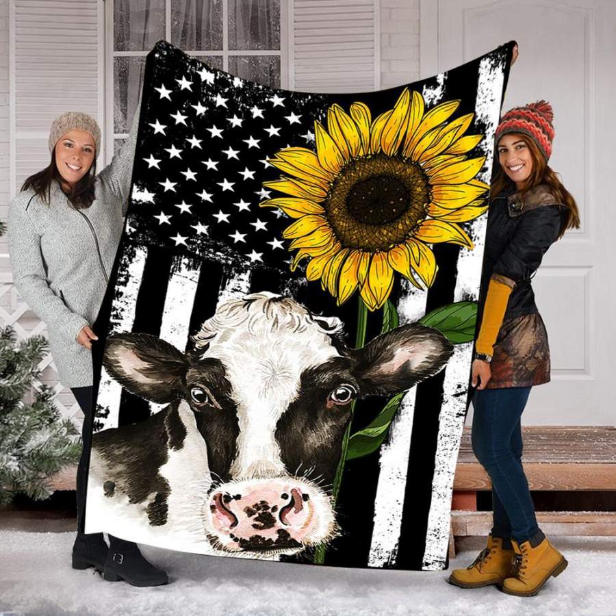 Custom Blanket Sunflower Cow Blanket - Fleece Blanket ...