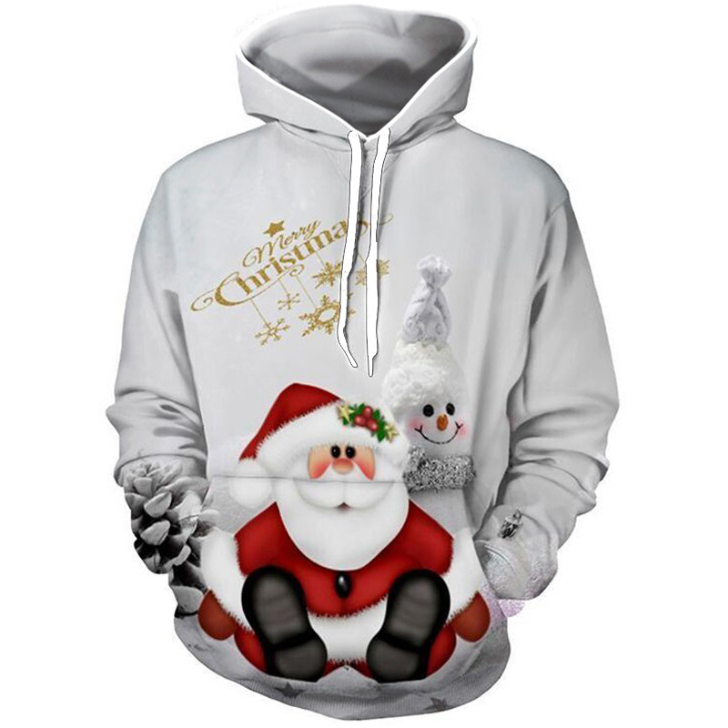 Ugly Christmas Sweater Autumn And Winter Unisex Men Women 3D Print Santa Claus Christmas Oversized Hooded Sweater Warm Sweater alx