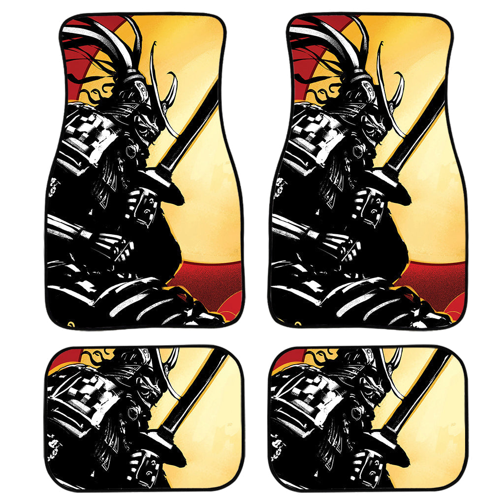 Red Sky And Golden Sun Samurai Print Front And Back Car Floor Mats, Front Car Mat