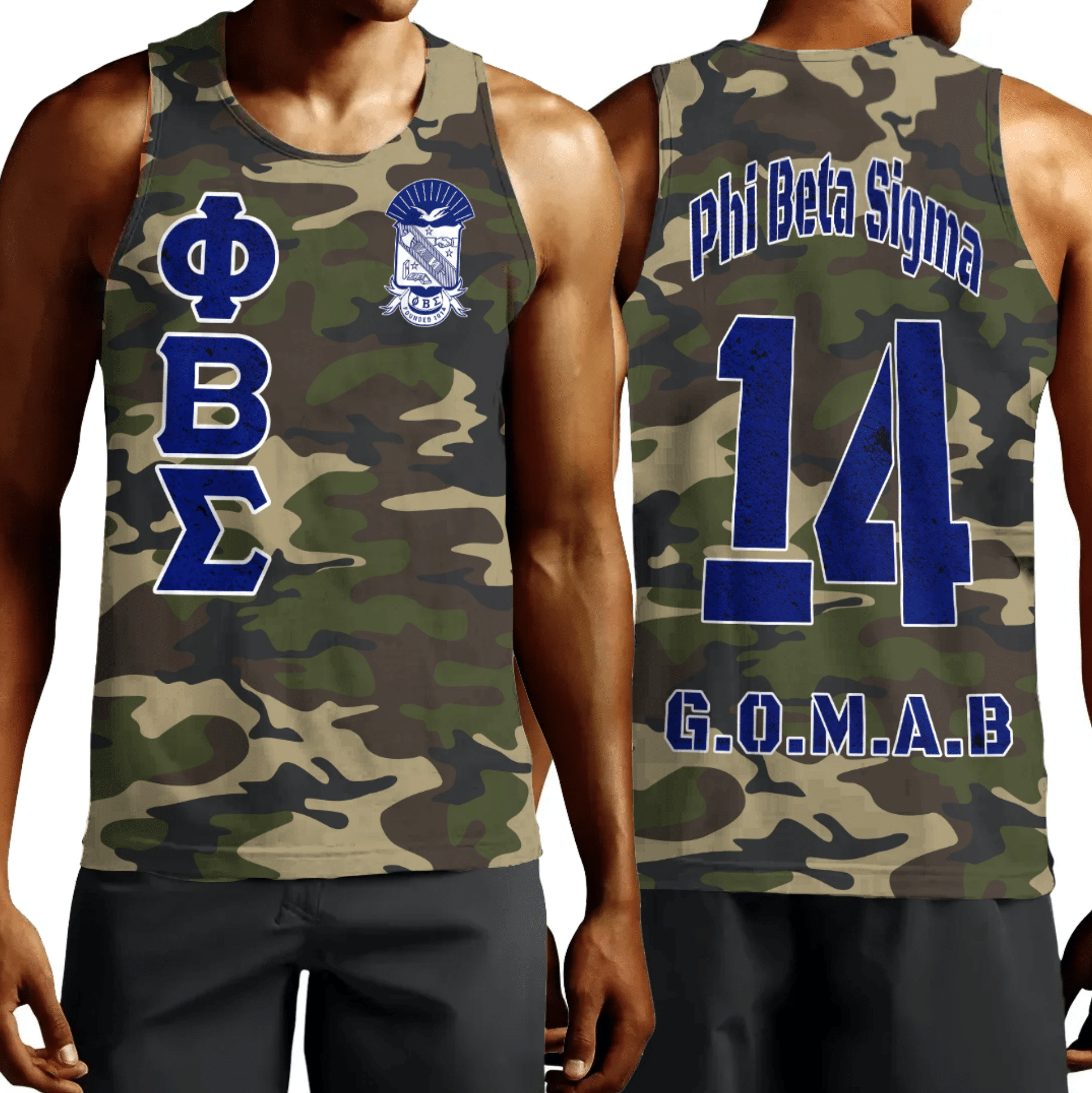 Wonderprint Tank Top Personalized Phi Beta Sigma Camouflage Tank Top Lt10