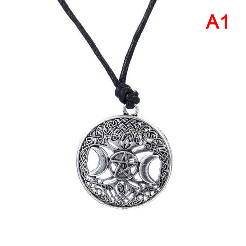 1PC Gothic Dark Style Triple Moon Goddess Pendant Necklace Wicca Pentagram Magic Tree Necklaces Witchy Goth Jewellery For Unisex alx