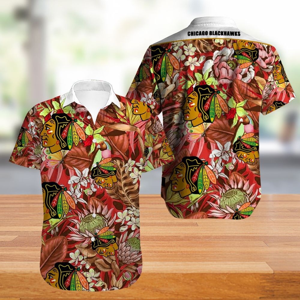 Chicago Blackhawks Hawaii Shirt Tropical Flowers Summer For Fans Ha94433