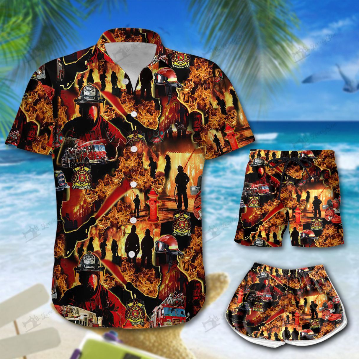 Firefighter Hawaiian Shirt Shorts Ha29984