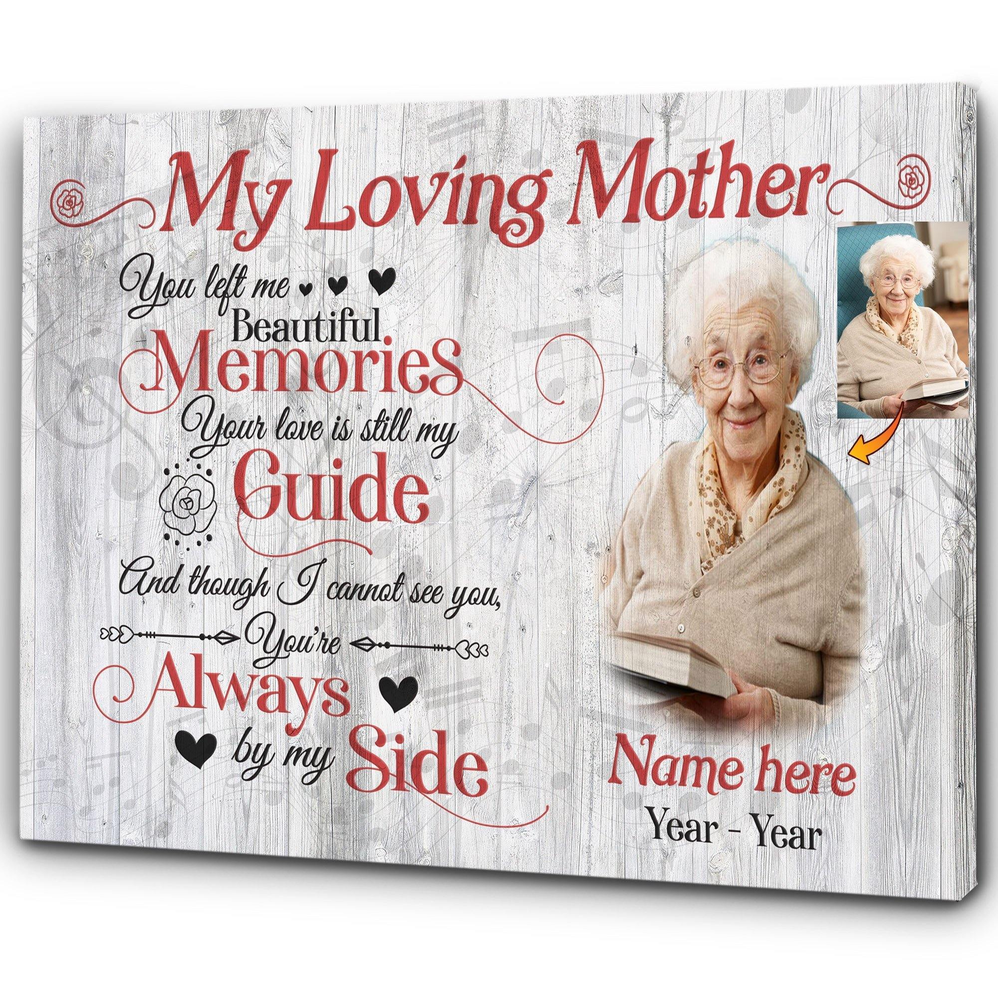 [Personalized Name, Date & Photo] Mother Memorial Gift For Family Home Decor Wall Art Canvas Memorial Home Decor