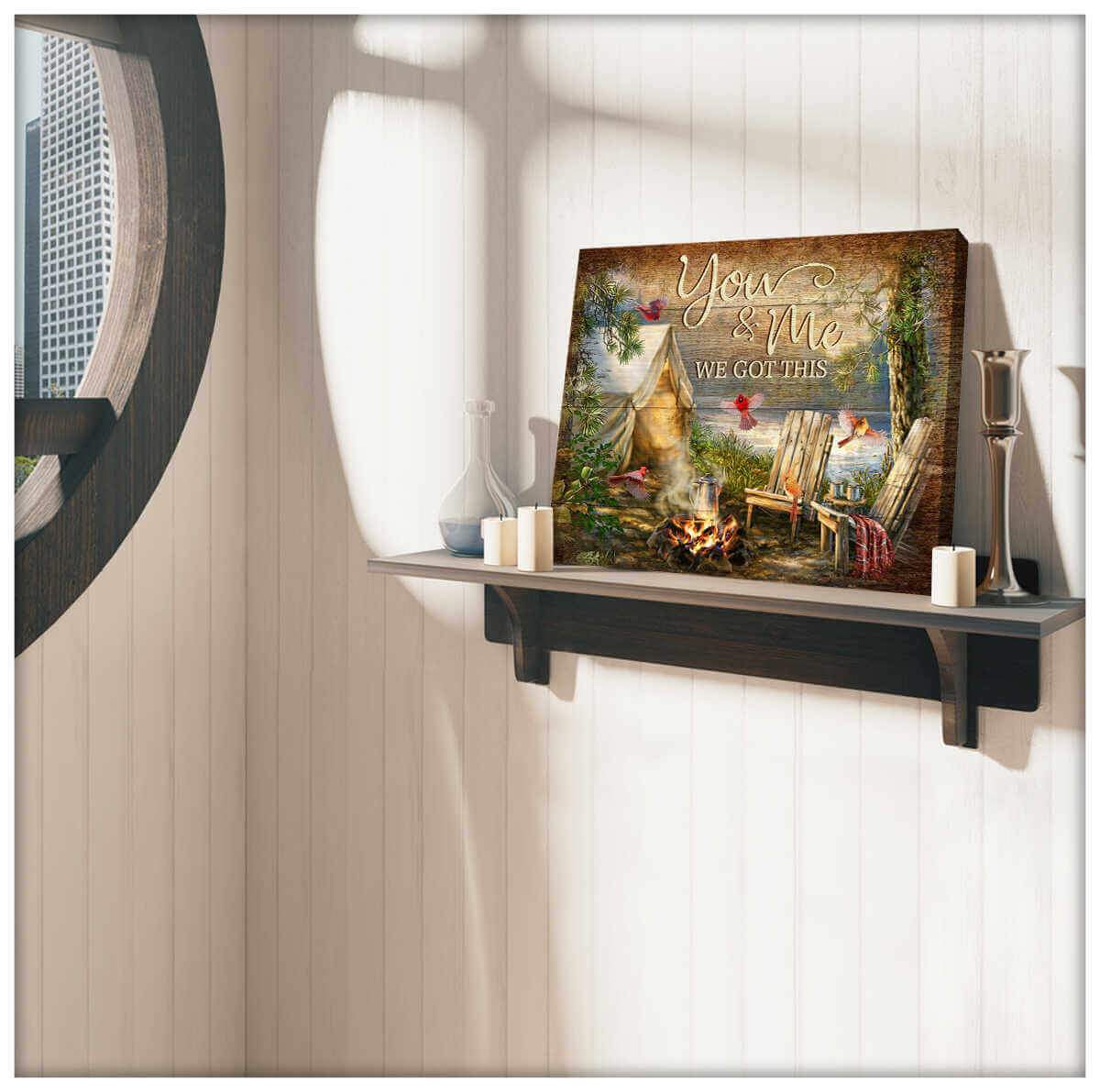 You And Me Camping Cardinal Canvas Wall Art