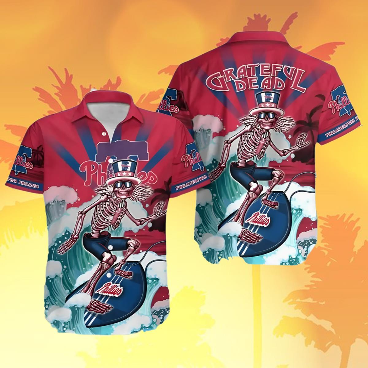 Phillies Hawaiian Shirt Mens Grateful Dead