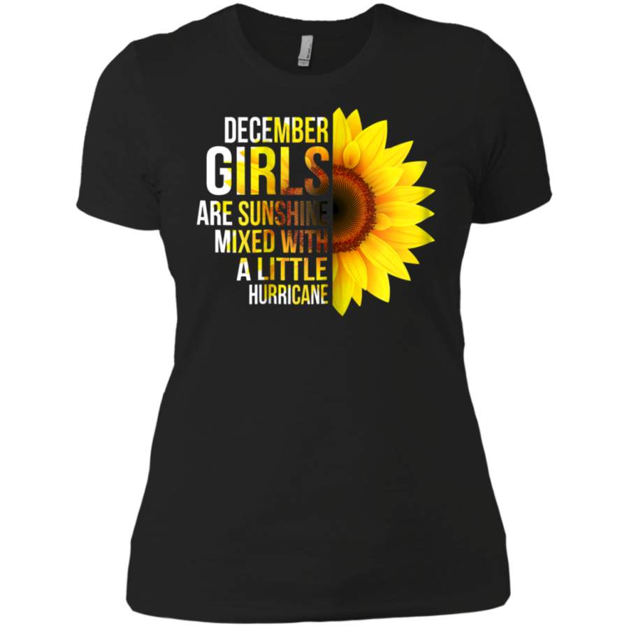 AGR December Girls Are Sunshine Mixed With A Little Hurricane Ladies T-Shirt