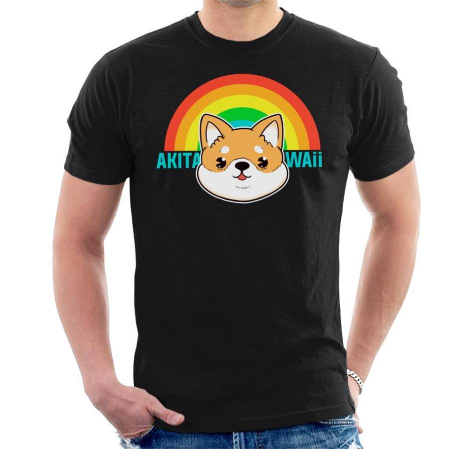 Akitawaii Hawaii Akita Rainbow Men’s T-Shirt