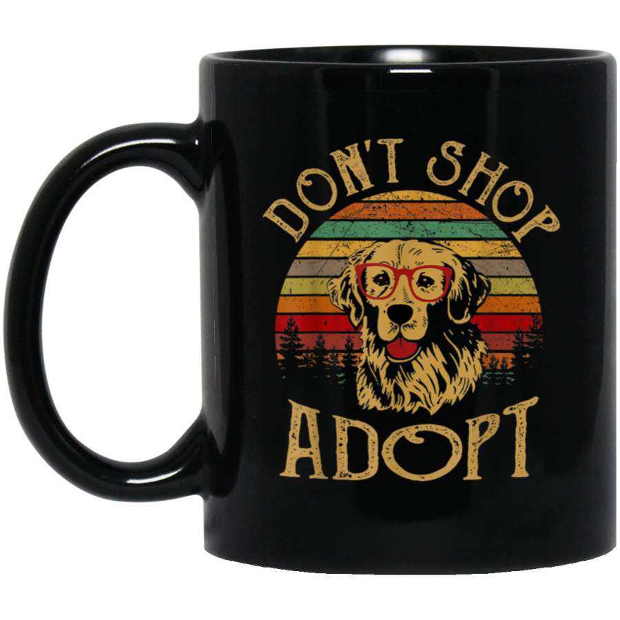 Adopt Dont Shop Vintage Retro Style Golden Retriever Lover Mug