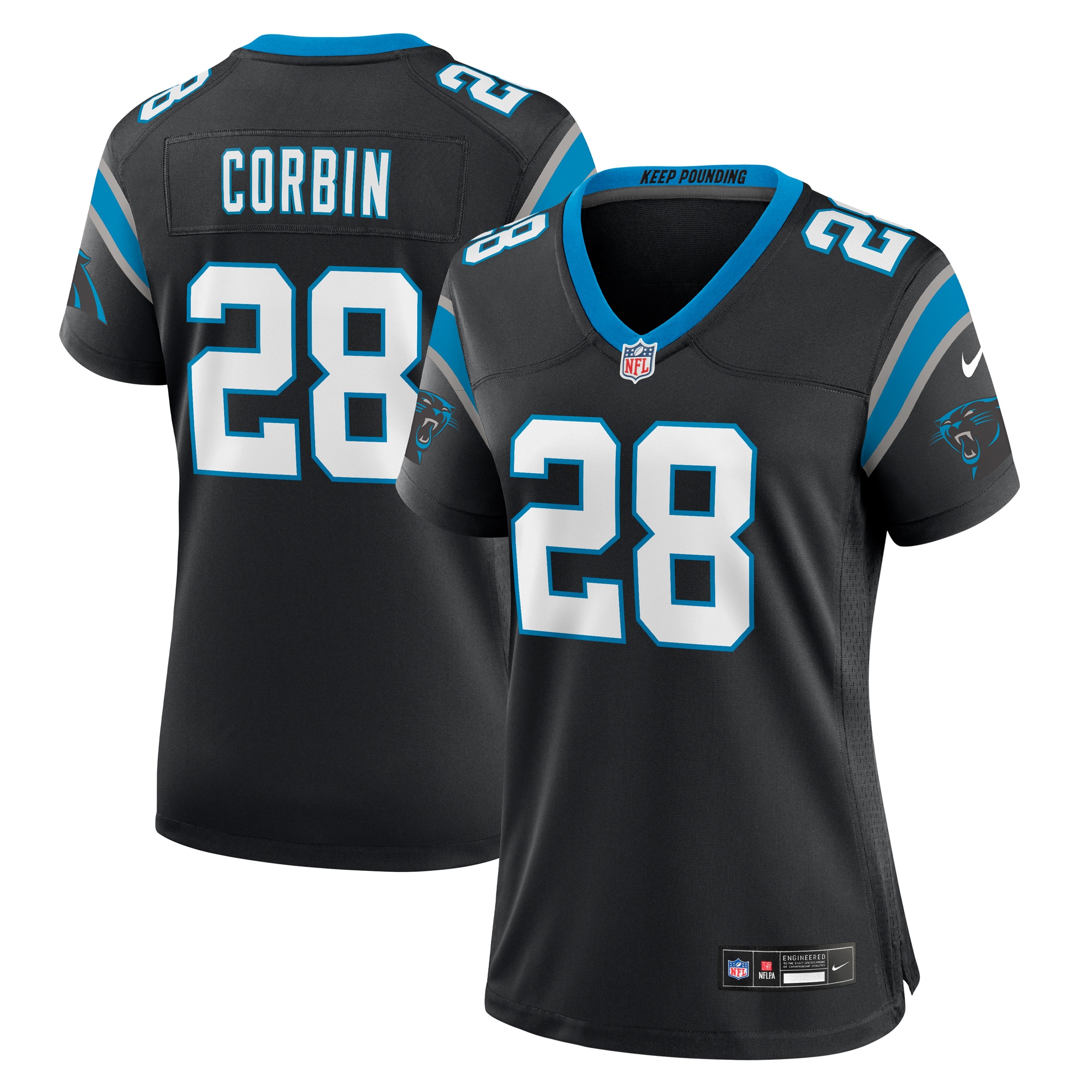 Women’s Carolina Panthers Jashaun Corbin  Black Team Game Jersey