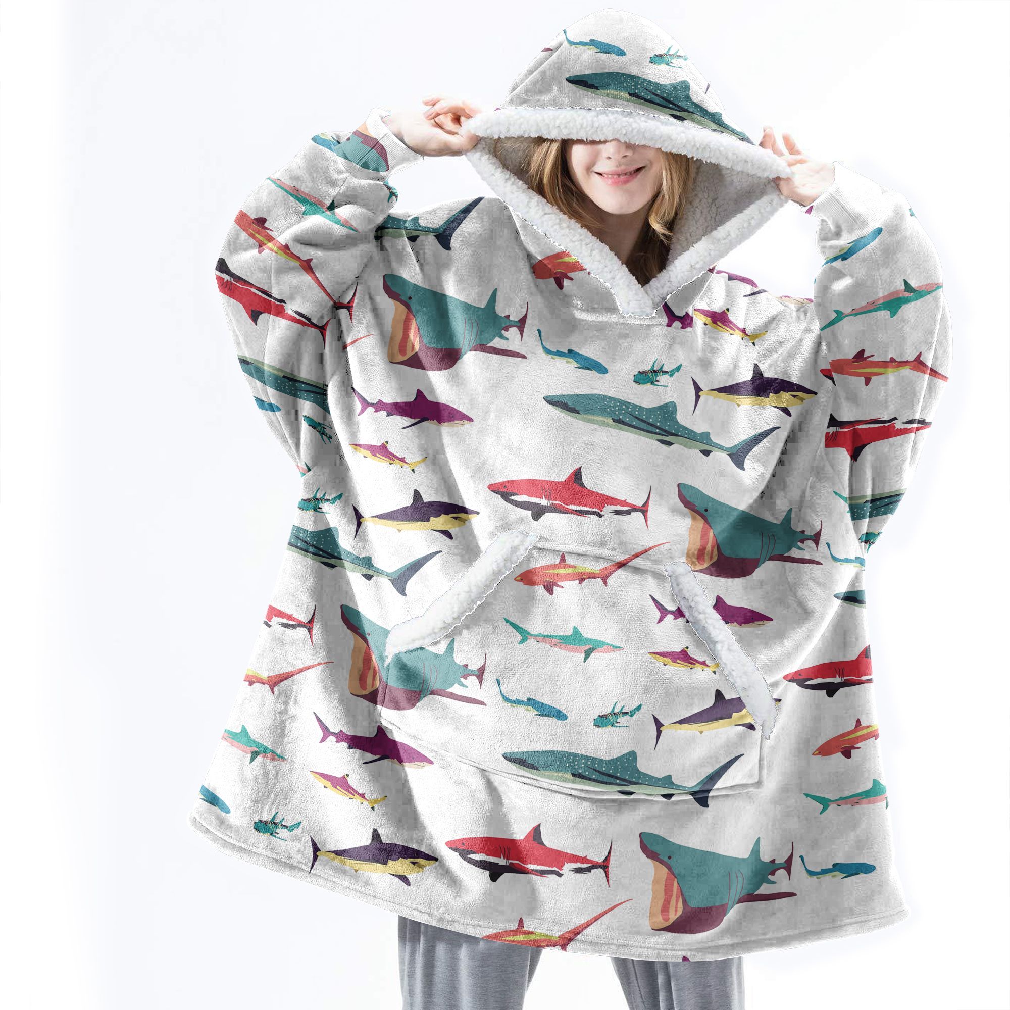 Sharks The Fluffy Humongous Hoodie, Sharks Art The Fluffy Humongous Hoodie