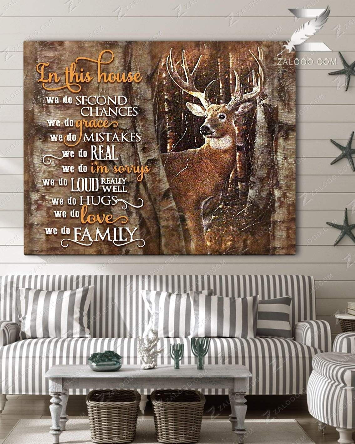 Canvas – Deer – In This House Gift For Family, Wall Art Decor, Canvas Print, Home Decor