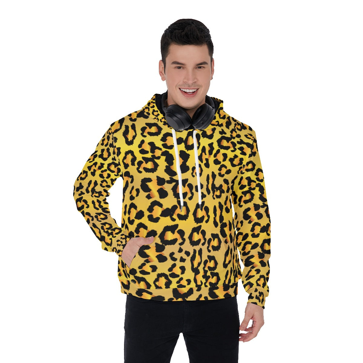 All-Over Print Men’S Pullover Hoodie – Leopard Spots