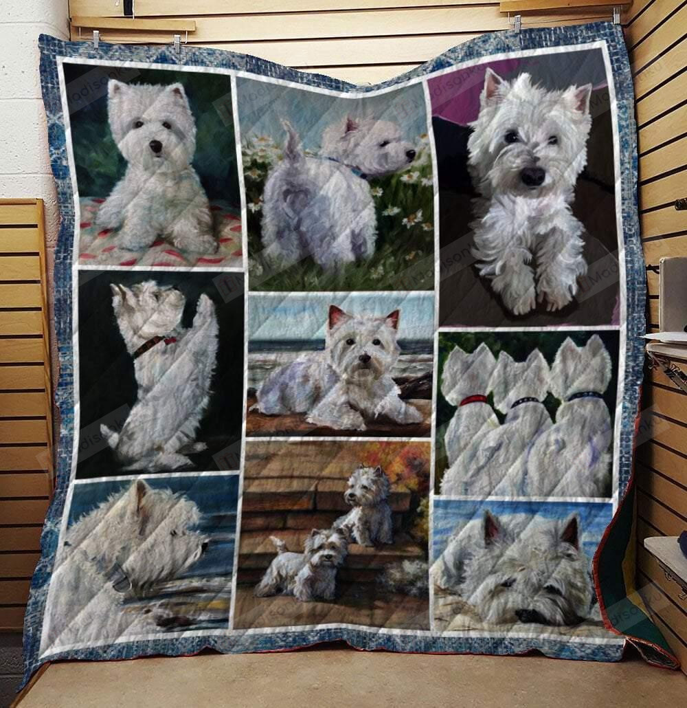 West Highland White Terrier Dog Natural Quilt Blanket Great Customized Blanket Gifts For Birthday Christmas Thanksgiving