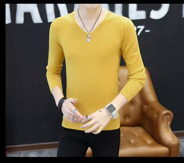 2022New Autumn New Men’s Sexy V-Neck Sweater Pullover Male Slim Fit Long Sleeves Solid Color Sweater Knitted Pullover Tops 6 alx