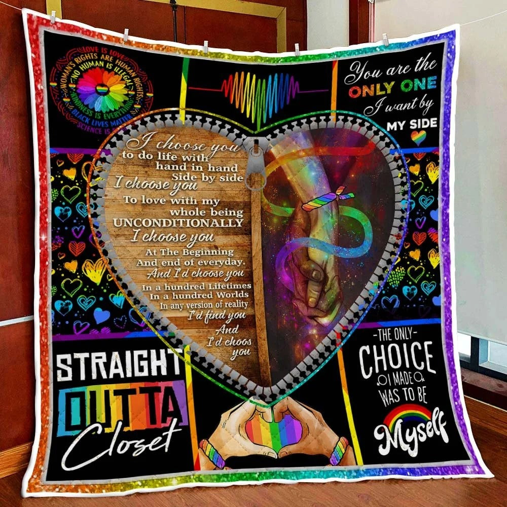 Pride Blanket, I Choose You To Do Life. Gay Lesbian Pride Lgbt Quilt Blanket, Pride Month Gifts