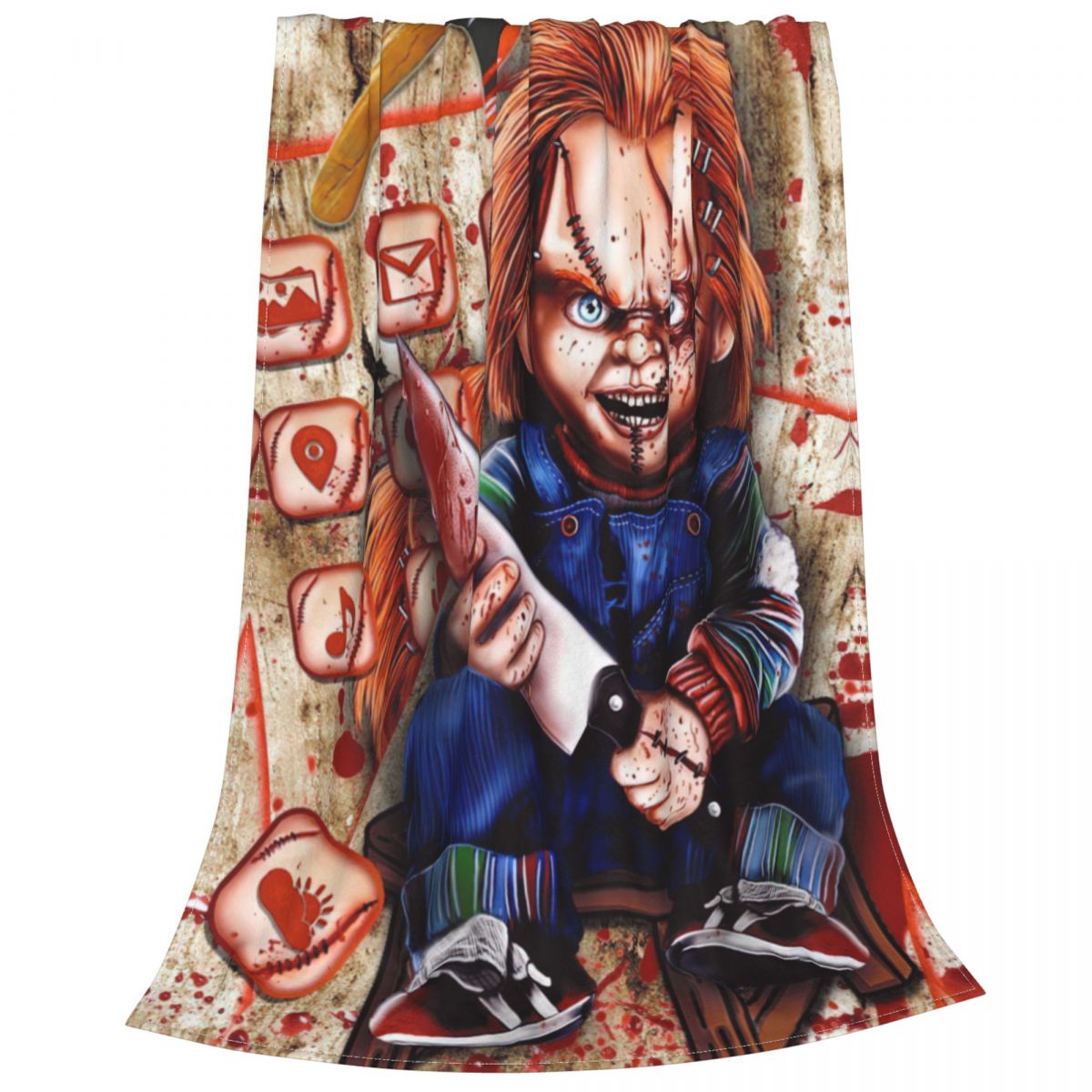 Chucky Childs Play Blanket Horror Movie Halloween Flannel Vintage Breathable Throw Blanket for Bed Sofa All Season alx