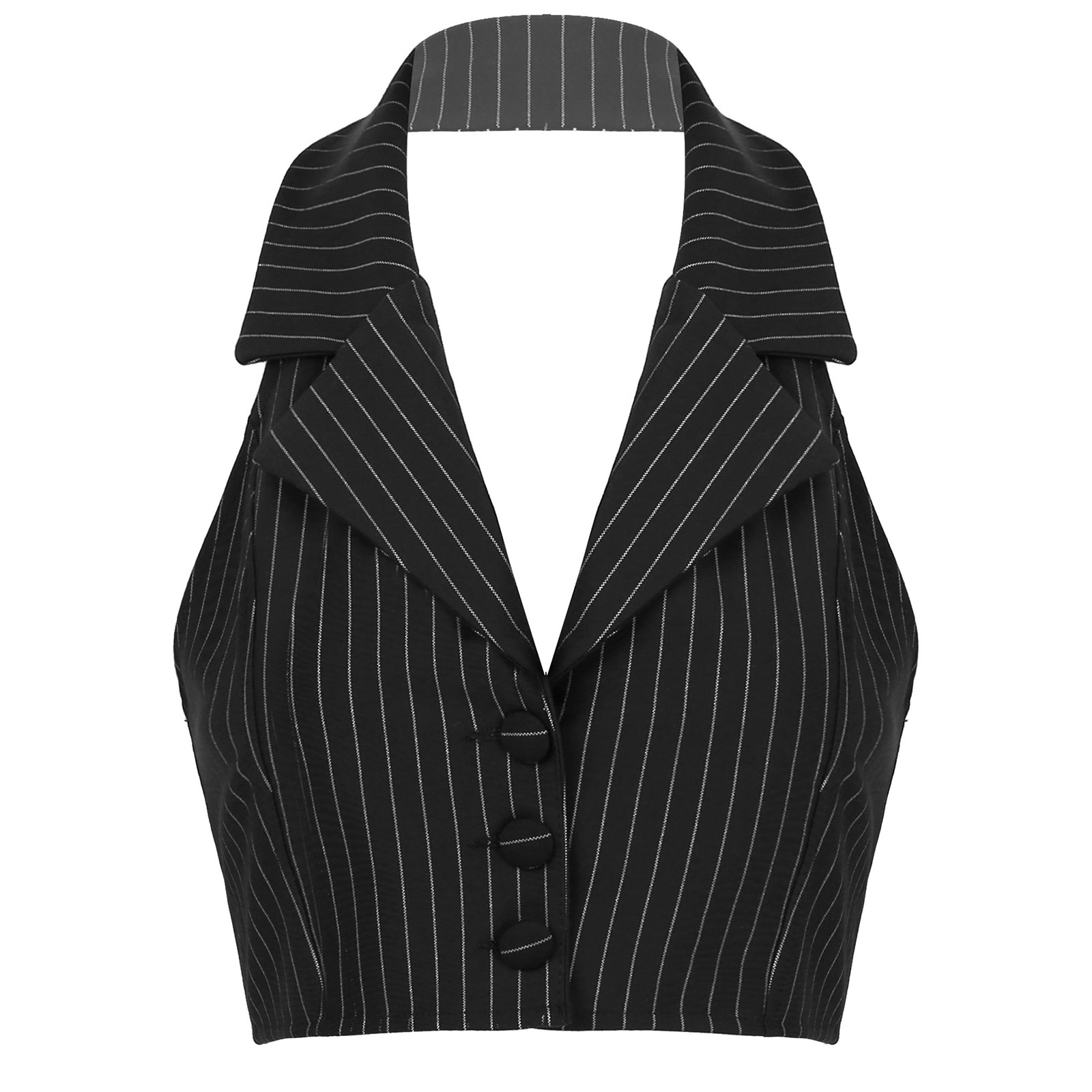 Women’s Vests Classic Striped Suits Vest Fashion Lady Waistcoat Halter Neck Sleeveless Button Down Vest OL Style Formal Wear alx