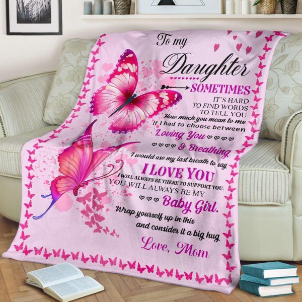 To My Daughter Blanket, Pink Butterfly Blanket