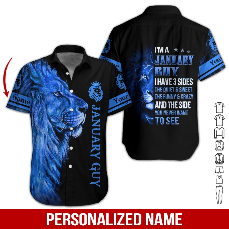 Lion January Guy Custom Name Hawaii Shirt For Men Women Adult Ha70567