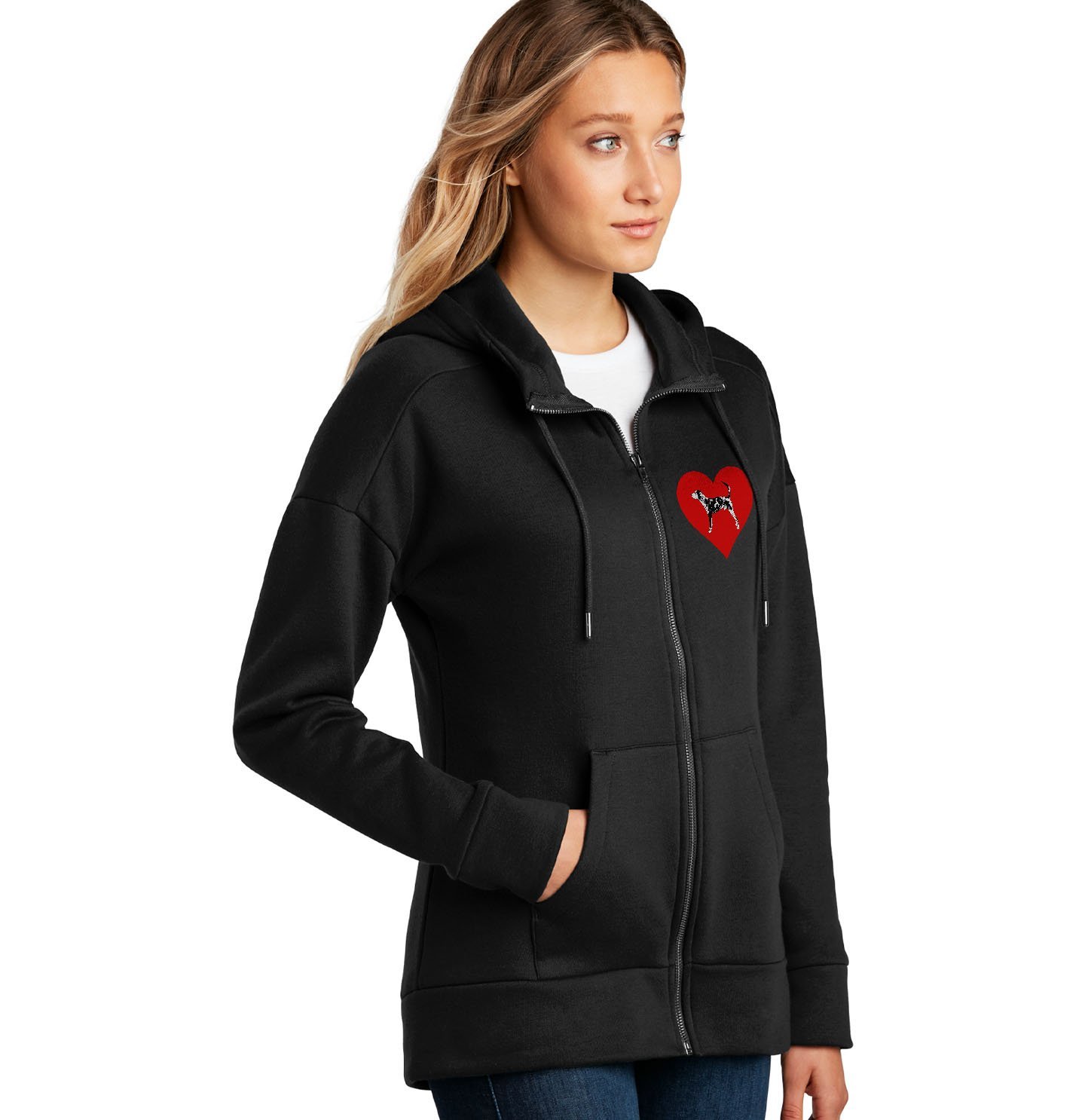 American Leopard Hound On Heart Left Chest – Women’S Full-Zip Hoodie Sweatshirt