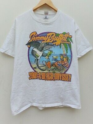 Vintage Y2k 2001 Jimmy Buffet A Beach Odyssey Tour Shark Tshirt 7161