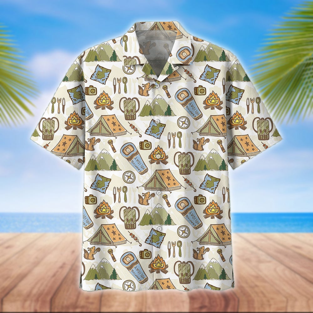 Camping Hawaii Shirt Unisex Print Aloha Short Sleeve Casual Ha56373