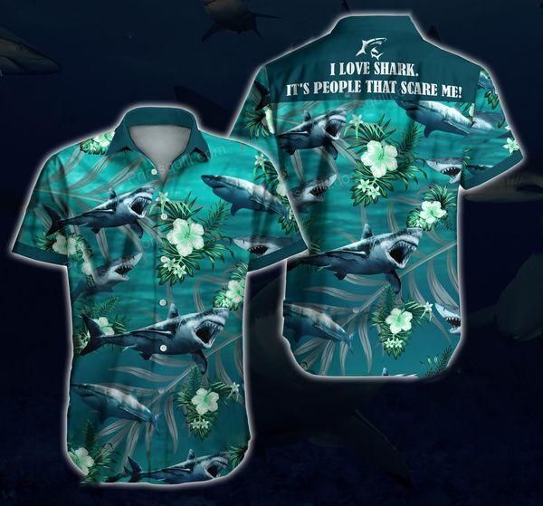 Shark Hawaiian Shirt   Unisex   Full Size   Adult   Colorful   Hw1085