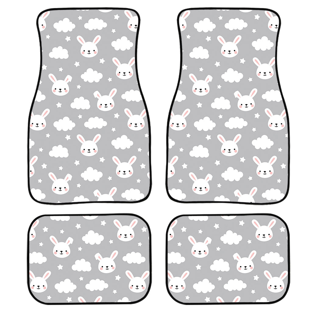 Rabbit And Cloud Pattern Print Front And Back Car Floor Mats, Front Car Mat