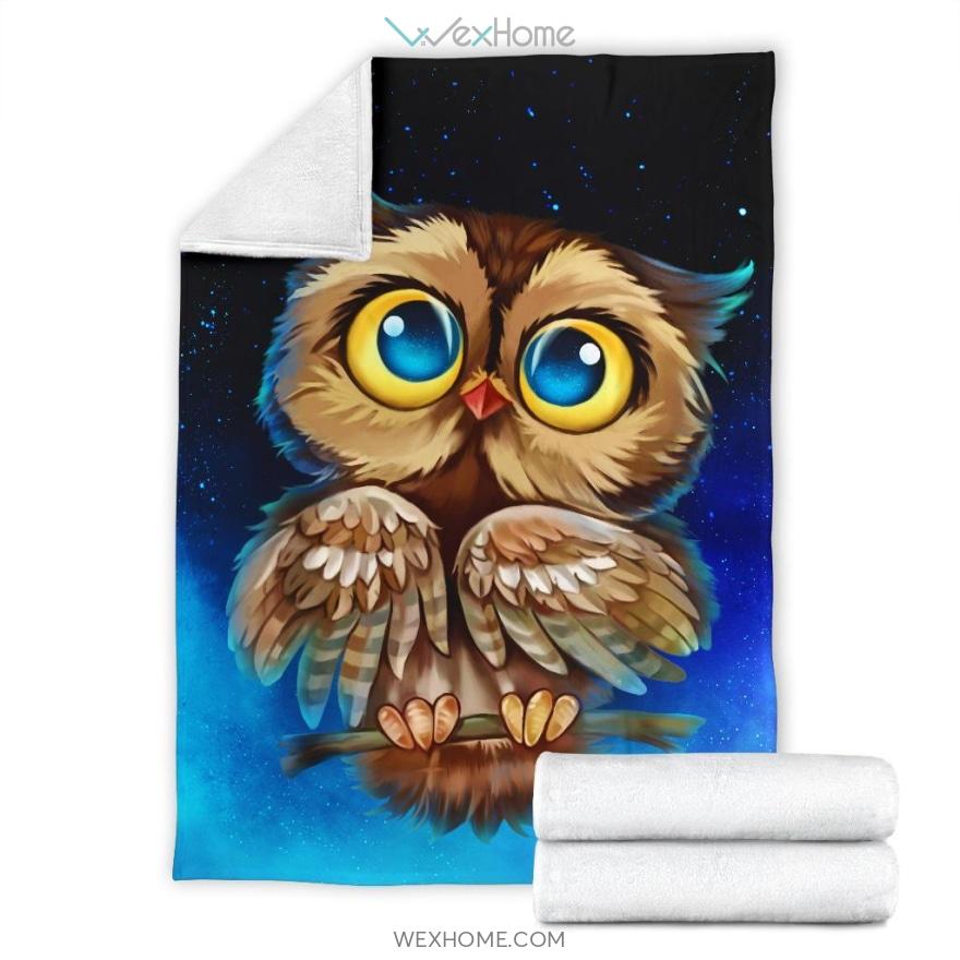 Cute Owl With Big Eyes Premium Blanket Owl Lovers Blanket