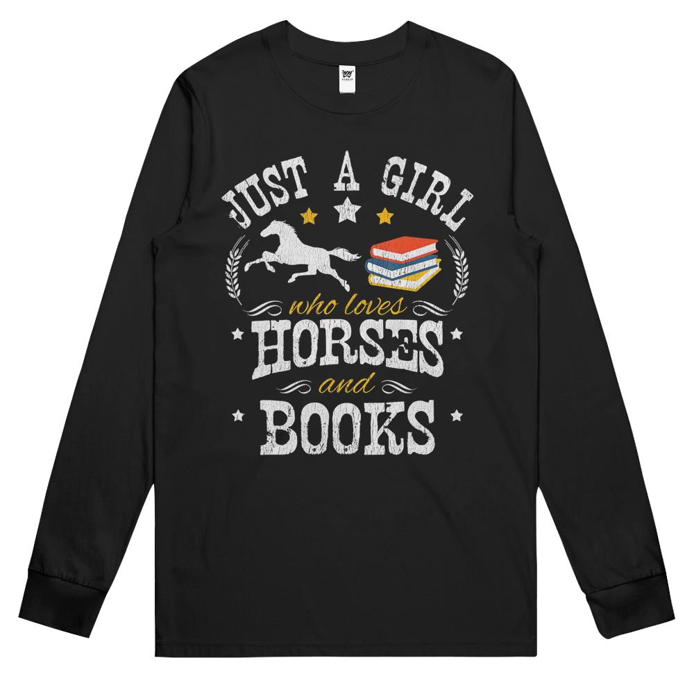 Horse Lover, Just A Girl Who Loves Horses & Books Long Sleeve T Shirts