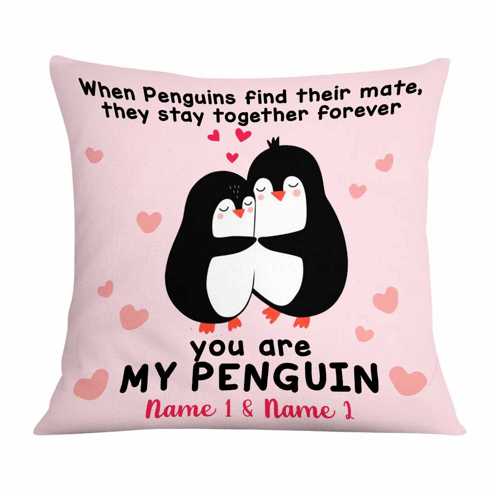 Personalized Valentine Couple Penguin Pillow Db167 30O58