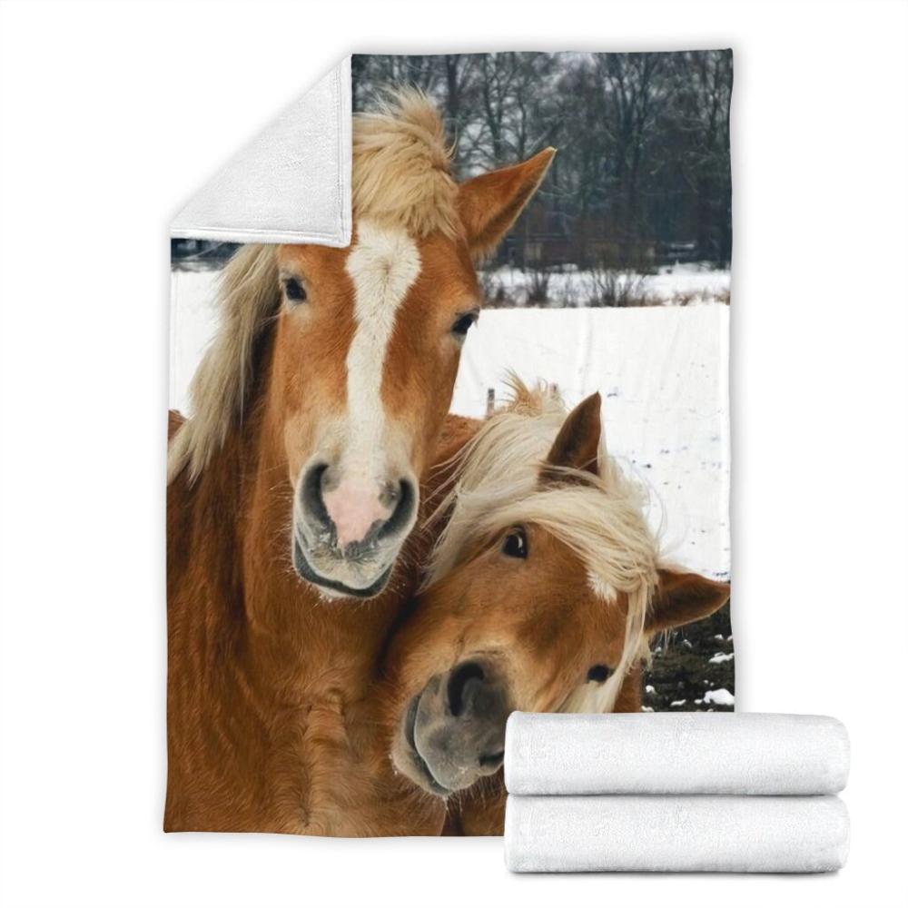 Animal Horse Love Couple Fleece Blanket Family Gift Home Decor Bedding Couch Sofa Soft And Comfy Cozy