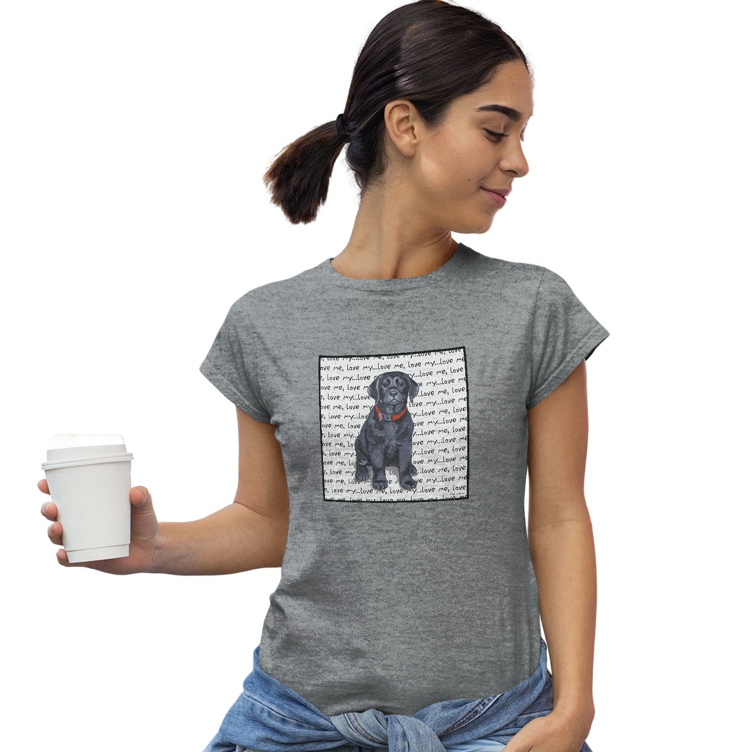 Black Lab Puppy Love Text – Women’S Fitted T-Shirt