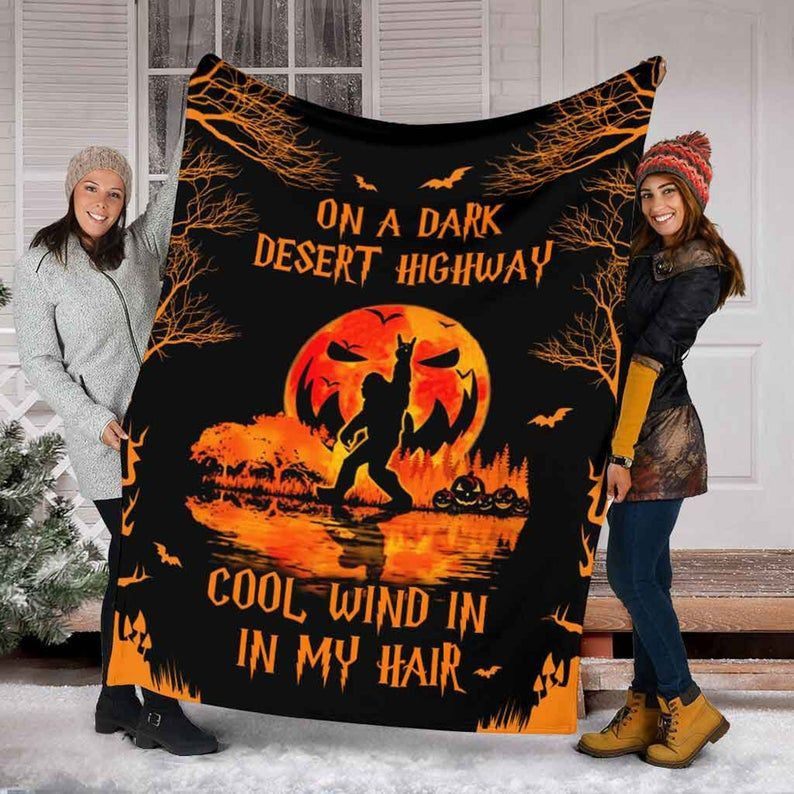 On A Dark Desert Highway Halloween Blanket