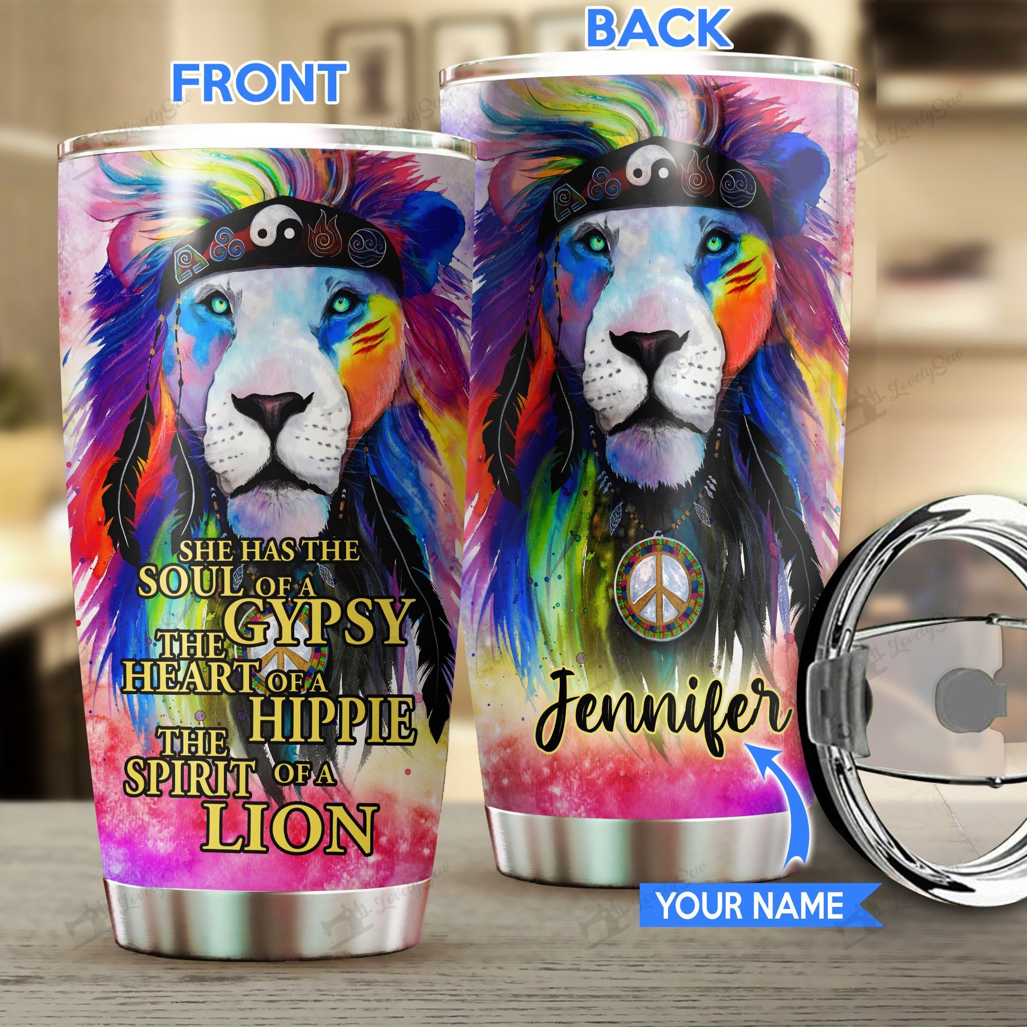 THU20081904 The spirit of a Lion Personalized Stainless Steel Tumbler