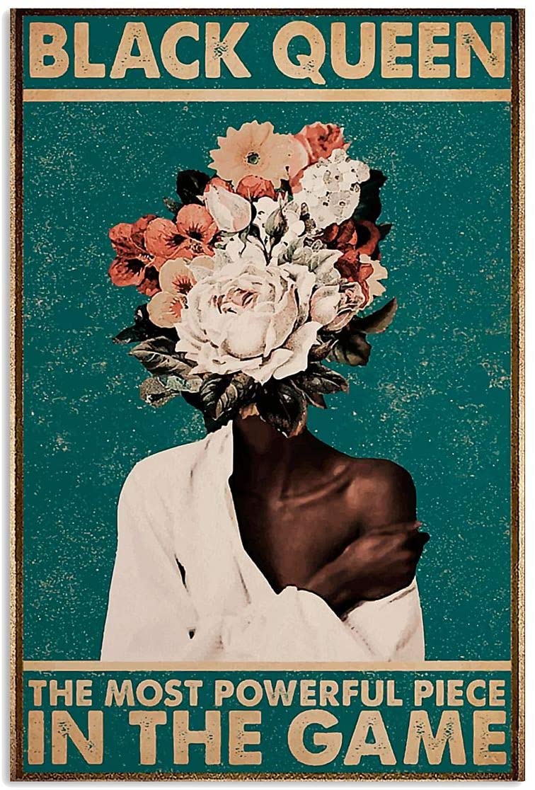 Skitongifts Poster No Frame, Black Queen The Most Powerful Piece In Game Flower Head Girl Woman, Wall Art, Home Decor Anp237