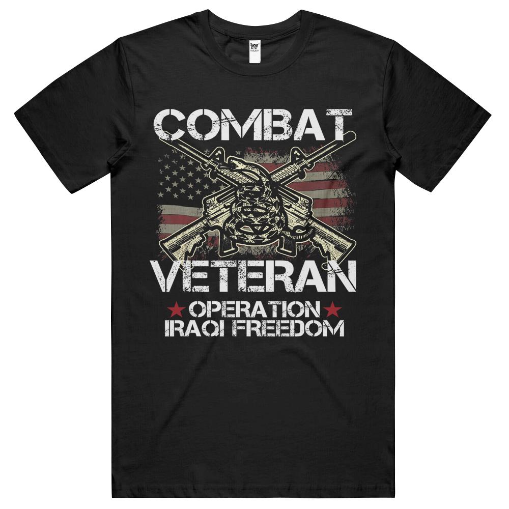 Combat Veteran Iraqi Freedom Military Usa American Flag Gift T Shirts