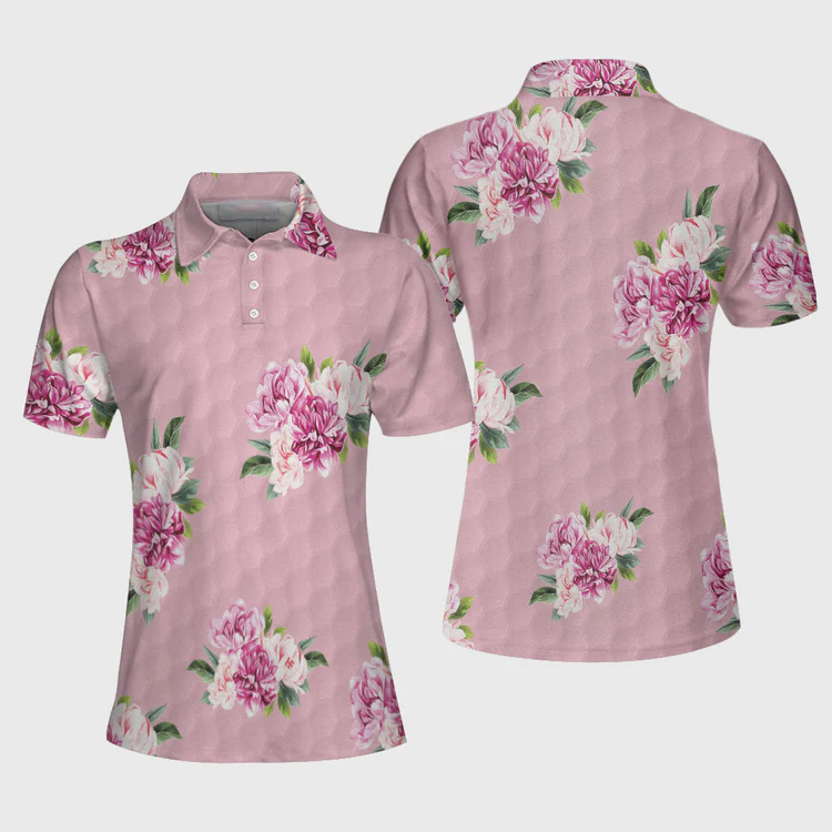 Watercolor Flowers And Golf Short Sleeve Women Polo Shirt Coolspod