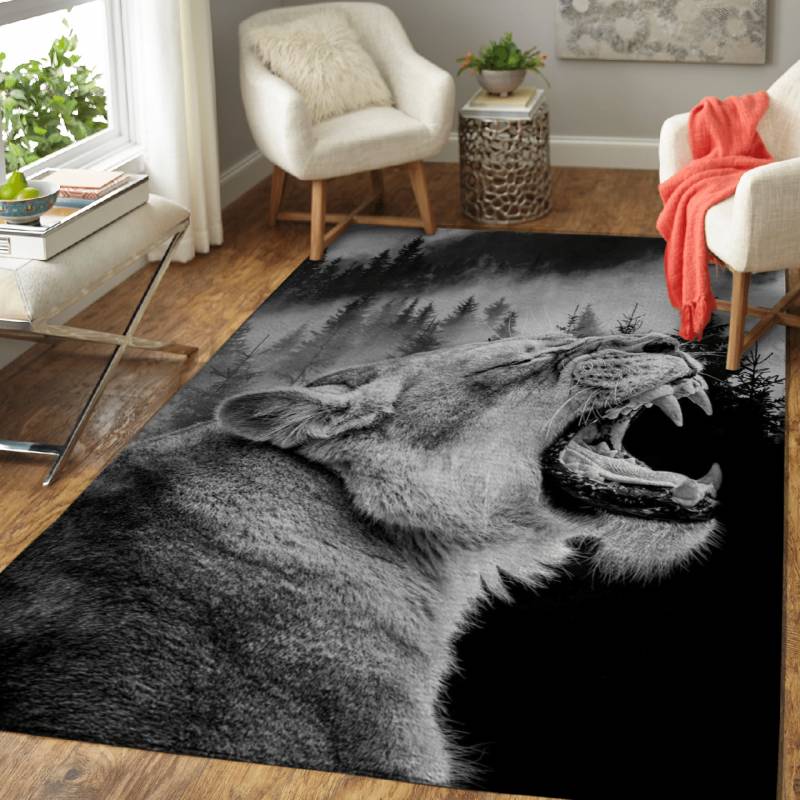 Angry Lion – Animals Area Rug Carpet