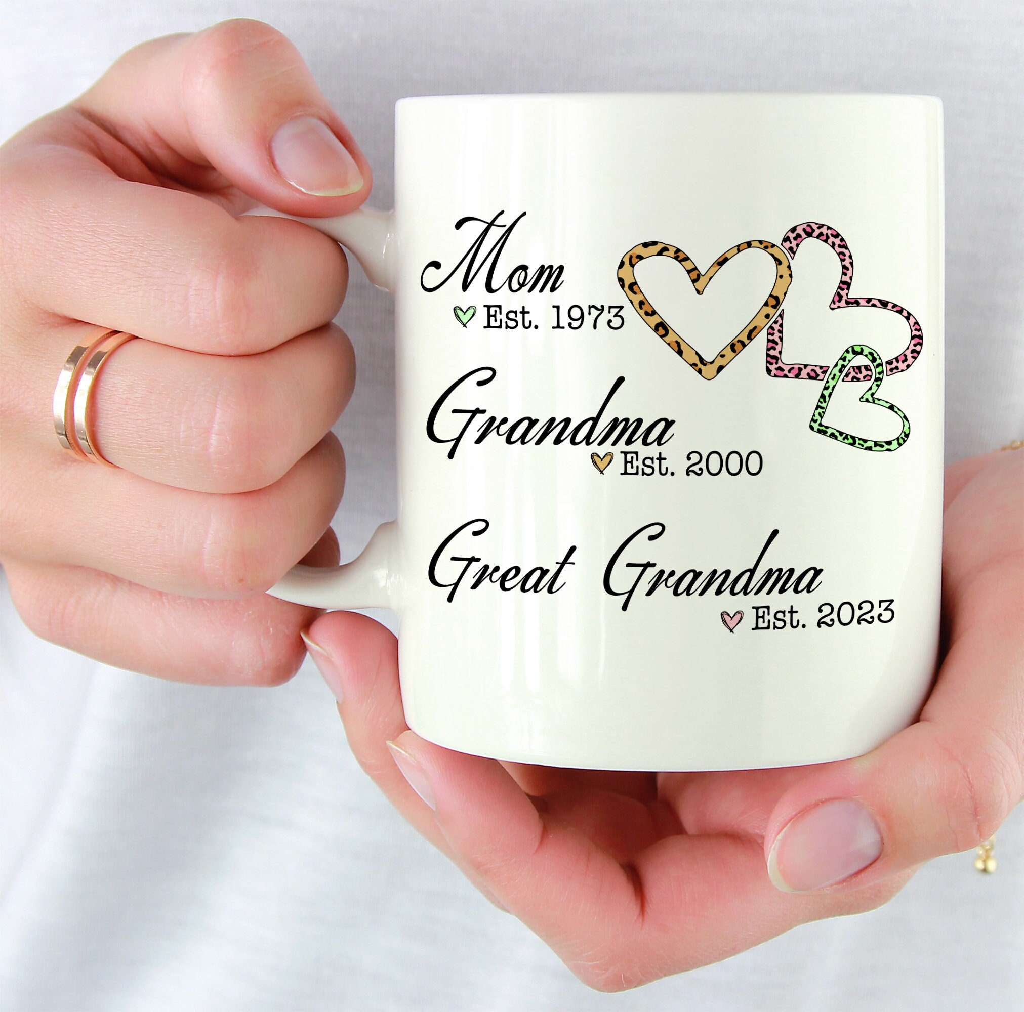 Mom Est, Grandma Est, Custom Mug, Coffee Mug, Nana Mug, Grandma Gift, Gift Ideas For Nana, Gigi, Customized Coffee Mug, Gift From Grandkids