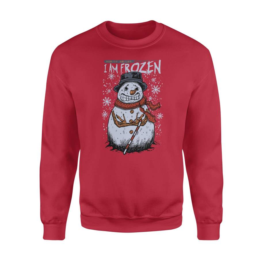 Christmas Gift Idea I Am Frozen Olaf Red Scarf and Christmas Cane Candy – Standard Crew Neck Sweatshirt