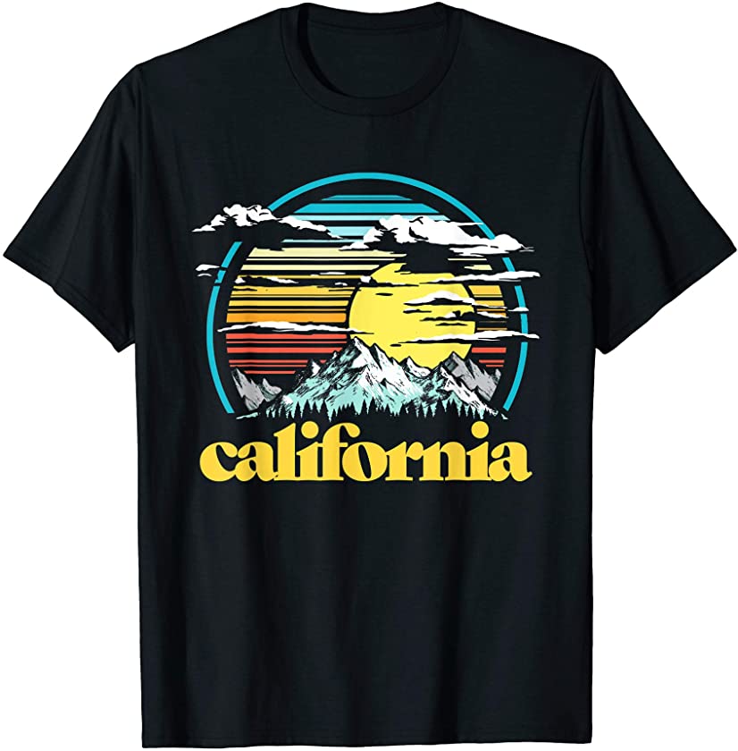 Retro California Vintage 80s Style Mountains & Sun T-Shirt - Gochildhood